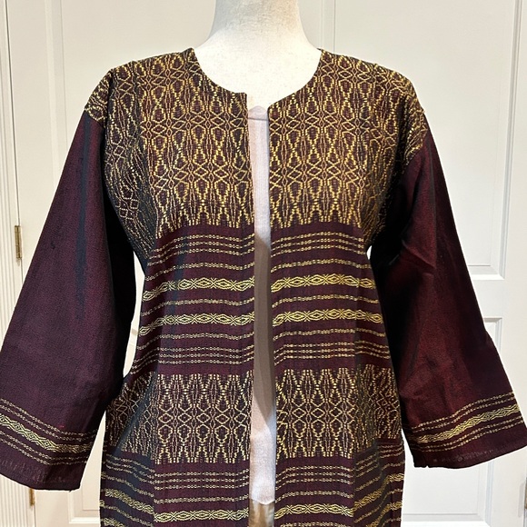 Hand loom vintage long blazer made in Oaxaca mex. - Picture 3 of 9